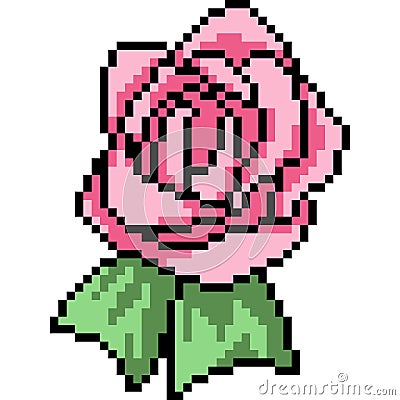 Vector pixel art rose ribbon Vector Illustration