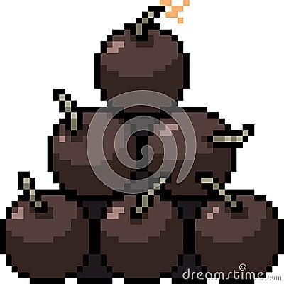 Vector pixel art round bomb Vector Illustration