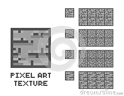 Vector pixel art stone texture. Stone wall pattern. Retro game element sprite. Vector Illustration