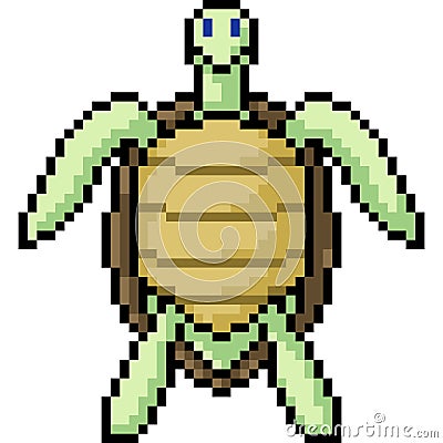 Vector pixel art turtle stand front Vector Illustration