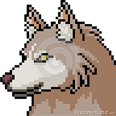 Vector pixel art wolf head Vector Illustration