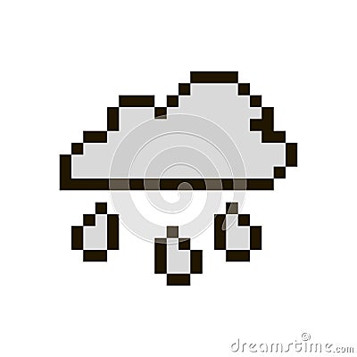 Vector pixel cloud with rain Vector Illustration