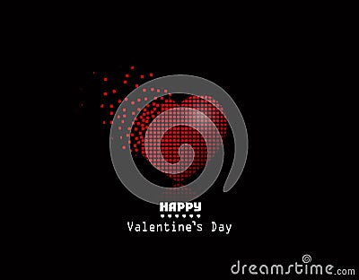 Vector pixel heart, Valentine Day background Vector Illustration