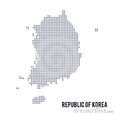 Vector pixel map of Republic of Korea isolated on white background Cartoon Illustration