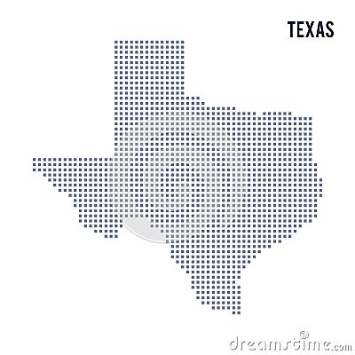 Vector pixel map State of Texas isolated on white background Cartoon Illustration