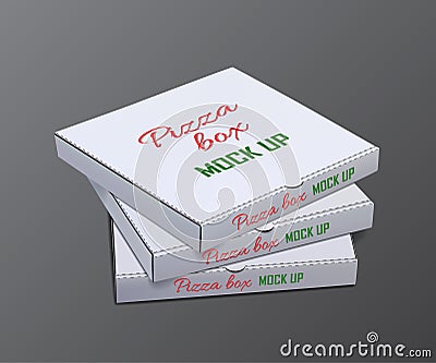 Vector pizza boxes for mock up template. Vector Illustration