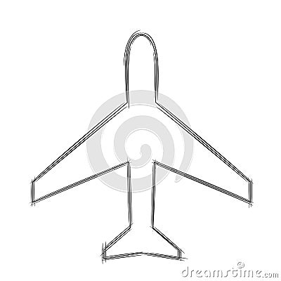 Vector of plane icon doodle black and white. EPS8 . Vector Illustration