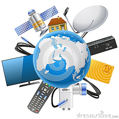 Vector Planet with Satellite Equipment Vector Illustration