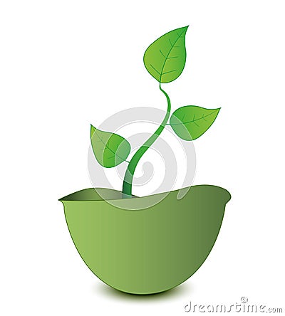 Vector plant grows from a military helmet Vector Illustration