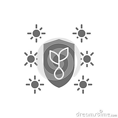 Vector plant protection against pests grey icon. Vector Illustration
