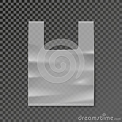 Vector plastic bag blank template on transparent background Vector Illustration