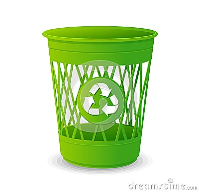 Vector plastic basket set, trash bins on white Vector Illustration