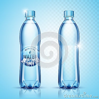 Vector plastic bottles with water Stock Photo