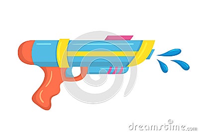 Vector plastic children's toy water gun icon isolated on white background. Multi-colored cartoon illustration Vector Illustration