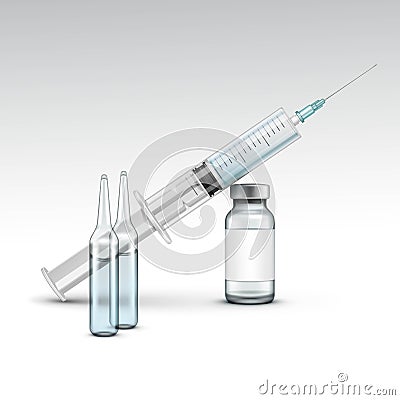 Vector Plastic Medical Syringe on White Vector Illustration