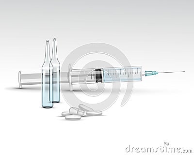 Vector Plastic Medical Syringe on White Vector Illustration