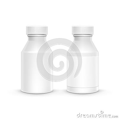 Vector Plastic Packaging Bottle with Cap for Pills Vector Illustration