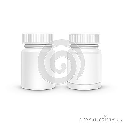 Vector Plastic Packaging Bottle with Cap for Pills Vector Illustration