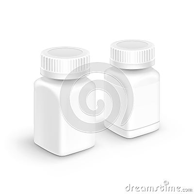 Vector Plastic Packaging Bottle with Cap for Pills Vector Illustration