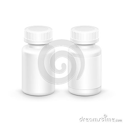 Vector Plastic Packaging Bottle with Cap for Pills Vector Illustration