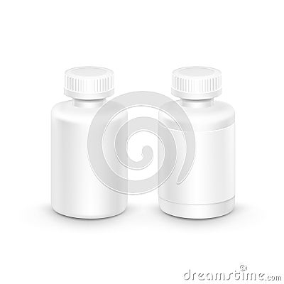 Vector Plastic Packaging Bottle with Cap for Pills Vector Illustration
