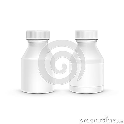 Vector Plastic Packaging Bottle with Cap for Pills Vector Illustration