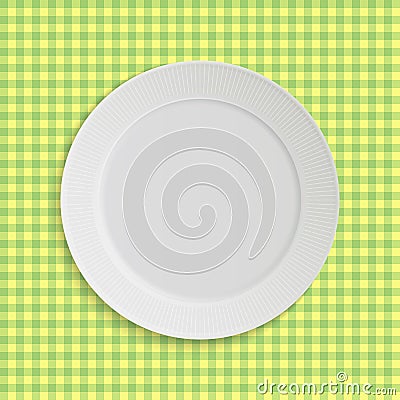 Vector plate on tablecloth Vector Illustration