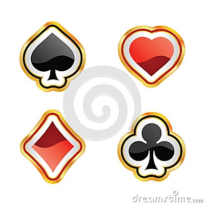 Vector play cards diamonds, clubs, hearts, and spades symbol. Casino playing cards symbol concept background Vector Illustration