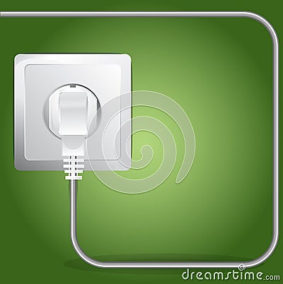 Vector Plugged Electric Cable Background Vector Illustration