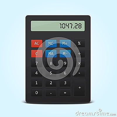 Vector pocket calculator isolated on blue Vector Illustration