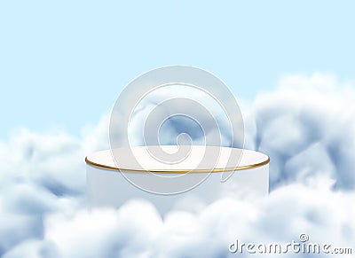 Vector podium in white clouds Vector Illustration