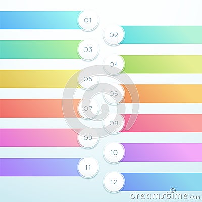 Vector 3d Circle Banner 12 Point Infographic List Design Vector Illustration