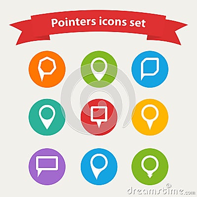 Vector pointer white icons set various forms Vector Illustration