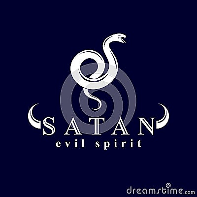 Vector poisonous snake, evil spirit black graphic vector emblem. Vector Illustration