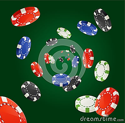 Vector Poker Chips Rain Winner Concept Vector Illustration