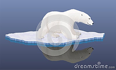 Vector polar bear on an ice floe in Antarctica - climate change catastrophe Vector Illustration