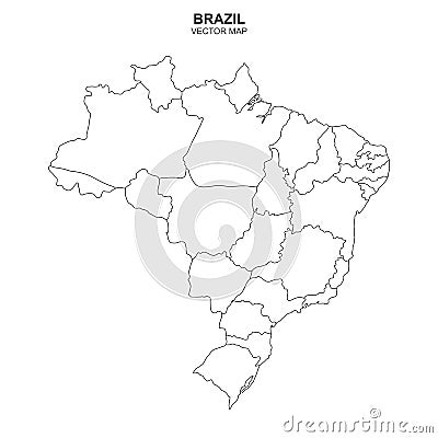 Political map of Brazil on white background Vector Illustration