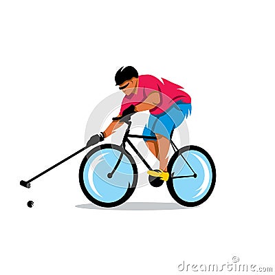 Vector Polo on the bike Cartoon Illustration. Vector Illustration