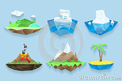 Vector poly islands set Vector Illustration