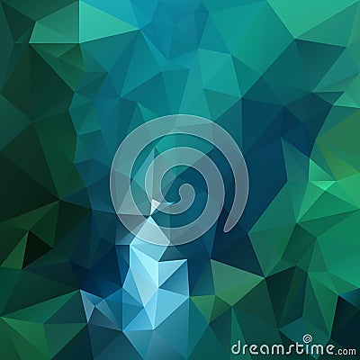 Vector polygon background pattern - triangular geometric design in dark emerald color - green and blue Vector Illustration