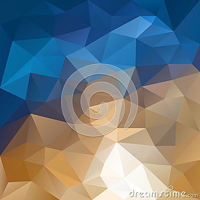 Vector polygon background pattern - triangular geometric design in natural color - blue, beige and bro Vector Illustration