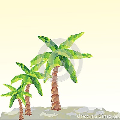 Vector polygon palms on landscape Vector Illustration