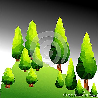 Vector polygon pines in the mountain Vector Illustration