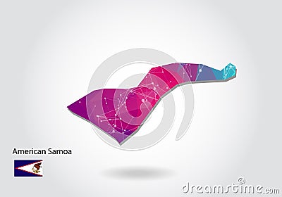 Vector polygonal American Samoa map. Low poly design. map made of triangles on white background. geometric rumpled triangular low Vector Illustration