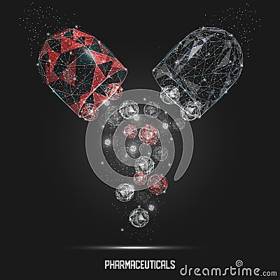 Pharmaceutical capsule vector geometric polygonal art background Vector Illustration