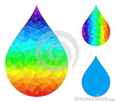 Vector Polygonal Drop Icon with Spectral Colored Gradient Vector Illustration