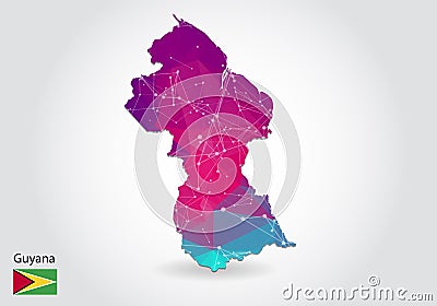 Vector polygonal guyana map. Low poly design. map made of triangles on white background. geometric rumpled triangular low poly Vector Illustration