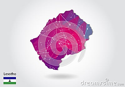 Vector polygonal Lesotho map. Low poly design. map made of triangles on white background. geometric rumpled triangular low poly Vector Illustration