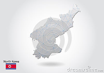 Vector polygonal North Korea map. Low poly design. map made of triangles on white background. geometric rumpled triangular low Vector Illustration