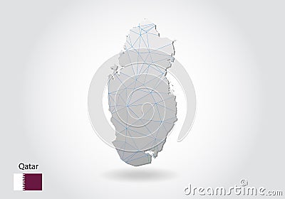 Vector polygonal Qatar map. Low poly design. map made of triangles on white background. geometric rumpled triangular low poly Vector Illustration